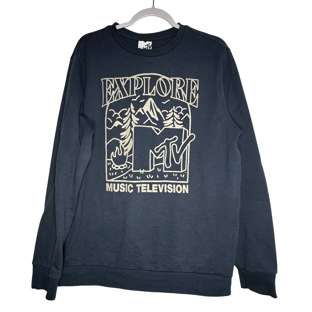MTV Explore‎ Music Television Graphic Crewneck Sweatshirt Mens Large Black 2022
